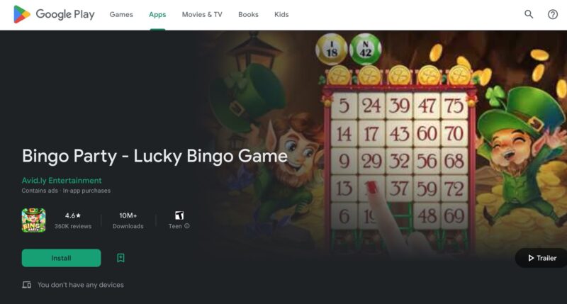 bingo party landing page